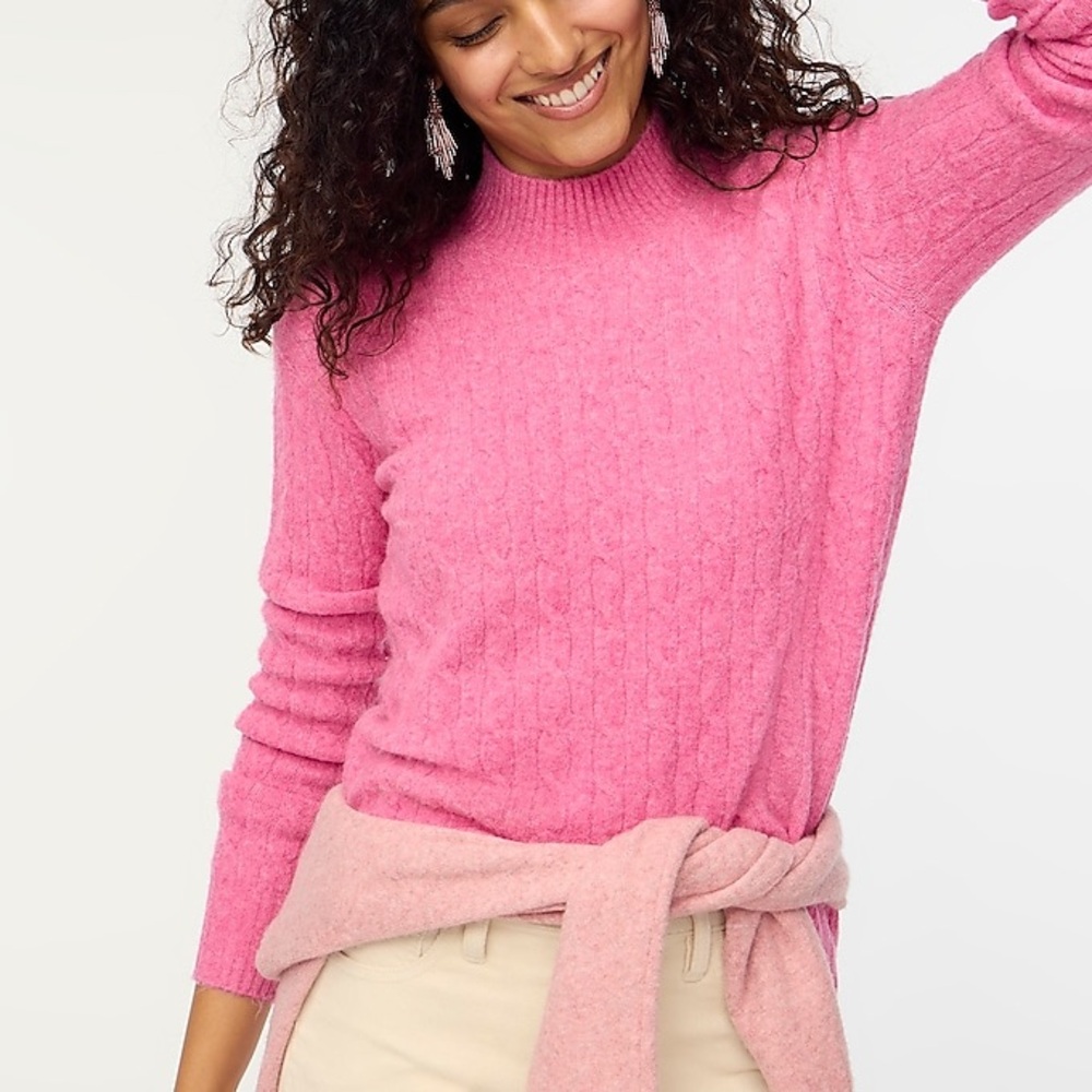 NEW / j.crew factory Cable-knit mockneck sweater in extra-soft yarn